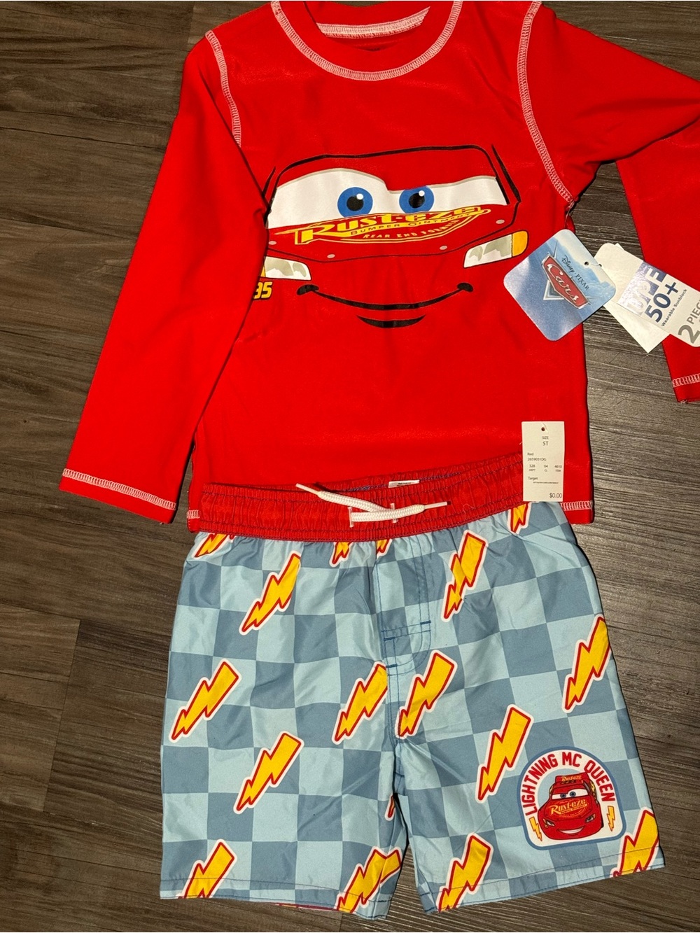 Target Kids Red and Blue Cars Lightning Rashguard Set